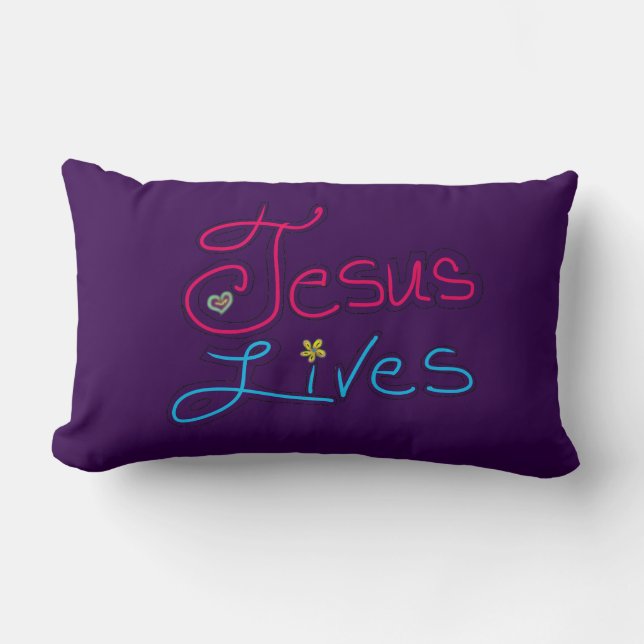 Jesus Lives Purple  Lendenkissen (Vorderseite)