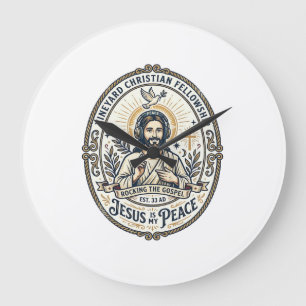 Jesus Lo Fi Lernbeats Ästhetisches Grafik T-Shirt  Große Wanduhr