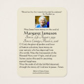 Jesus Lord Katholic Funeral Memorial Holcard - (Rückseite)