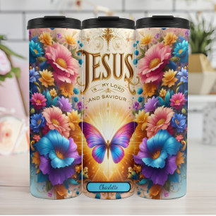 Jesus Lord Savior Floral Radiance Thermosbecher