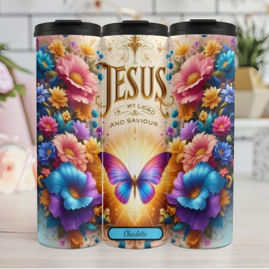 Jesus Lord Savior Floral Radiance Thermosbecher