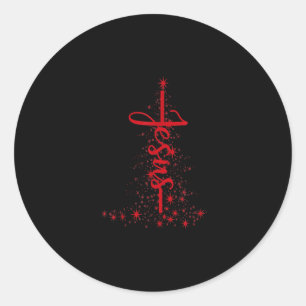 Jesus Love Christmas Tree Christian Star Jesus Runder Aufkleber