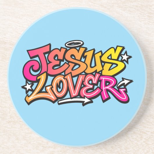 Jesus Lover Sandstein Untersetzer (Vorne)