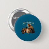 Jesus Loves Cats Christian Cat Lover Jesus Hugs Ca Button (Vorne & Hinten)