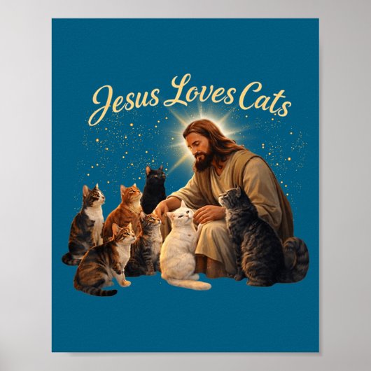 Jesus Loves Cats Christian Cat Lover Jesus Hugs Ca Poster (Vorne)