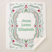Jesus Loves Custom Name Sherpa Blanket Baby Gift Sherpadecke (Vorderseite)