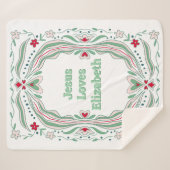 Jesus Loves Custom Name Sherpa Blanket Baby Gift Sherpadecke (Vorderseite (Horizontal))
