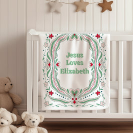 Jesus Loves Custom Name Sherpa Blanket Baby Gift Sherpadecke