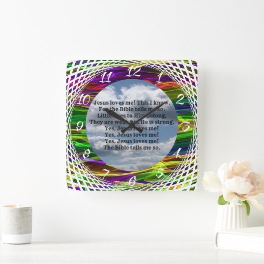 JESUS LOVES ME QUADRATISCHE WANDUHR (Zuhause)