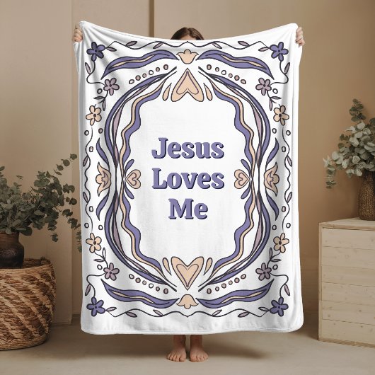 Jesus Loves Me Sherpa Blanket Christian Gift  Sherpadecke