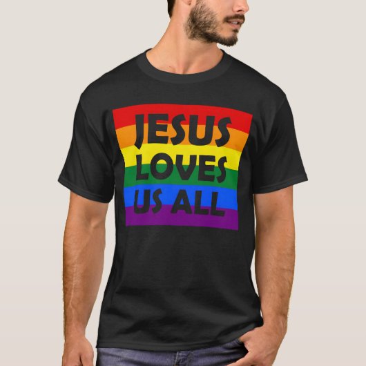 JESUS LOVES US ALL LGBT gay pride Rainbow boy T-Shirt (Vorderseite)