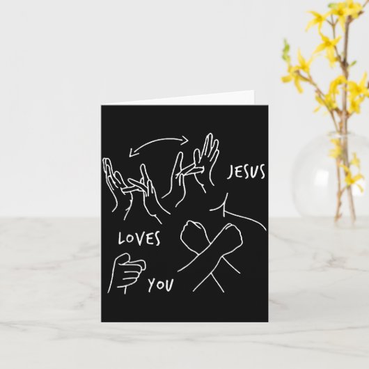 Jesus Loves You Asl Sign Language Christian Karte (Gelbe Blume)