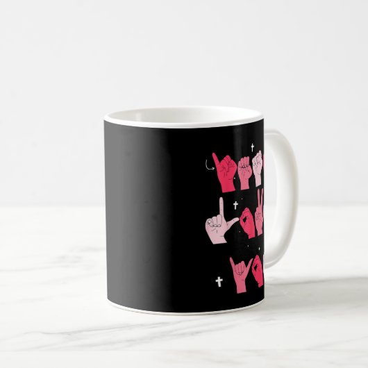 Jesus Loves You Asl Sign Language Christian Valent Kaffeetasse (VorderseiteRechts)