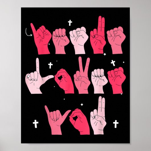 Jesus Loves You Asl Sign Language Christian Valent Poster (Vorne)