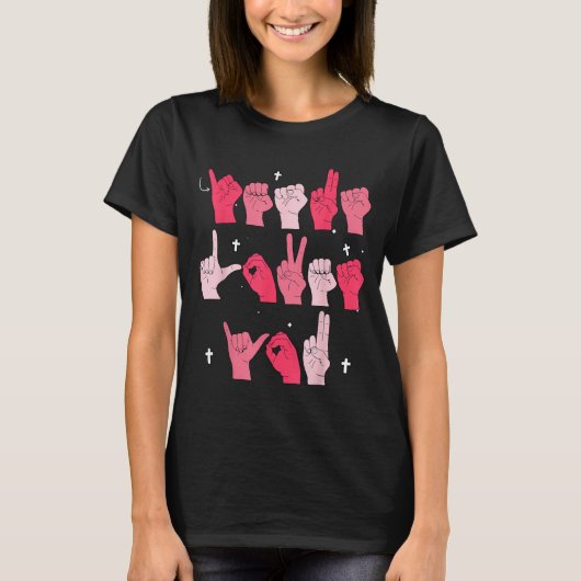Jesus Loves You Asl Sign Language Christian Valent T-Shirt (Vorderseite)