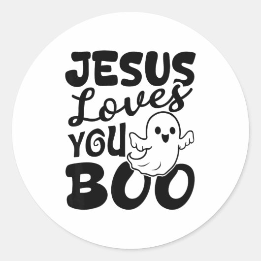 Jesus Loves You Boo Christian Halloween Ghost Funn Runder Aufkleber (Vorderseite)