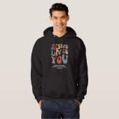 Jesus Loves You Christian Bible Verse Retro Groovy Hoodie (Vorne ganz)