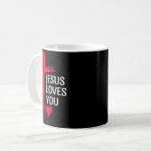 Jesus Loves You Christian Love Cross Heart Design  Kaffeetasse (Vorderseite Links)