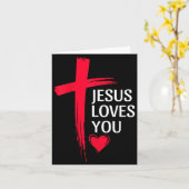 Jesus Loves You Christian Love Cross Heart Design  Karte (Gelbe Blume)