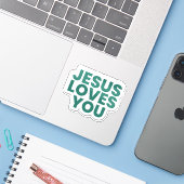 Jesus Loves You - Faith-Based Christian Sricker Aufkleber (Laptop mit iPhone)