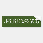 Jesus Loves You Grunge Font Green Autoaufkleber (Vorne)