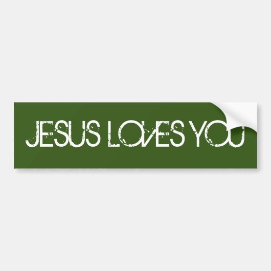 Jesus Loves You Grunge Font Green Autoaufkleber (Vorne)