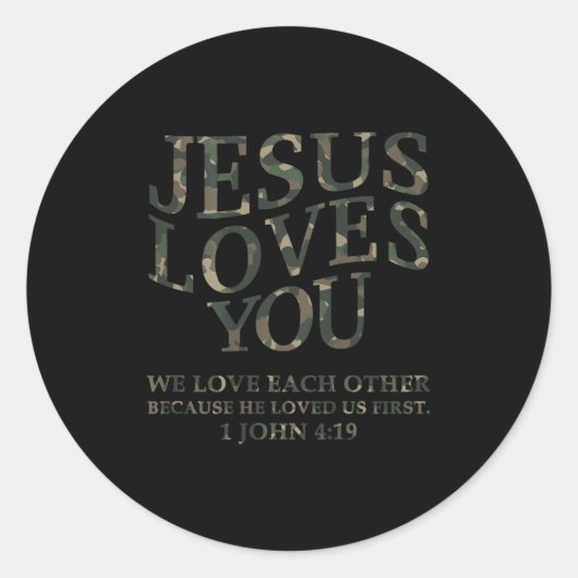 Jesus Loves You Me Camo Christian Youth Men God So Runder Aufkleber (Vorderseite)
