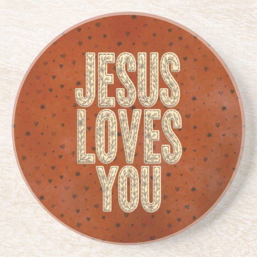 Jesus Loves You Rustic Christian Encouragement Getränkeuntersetzer (Vorne)