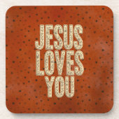 Jesus Loves You Rustic Christian Encouragement Getränkeuntersetzer (Vorderseite)