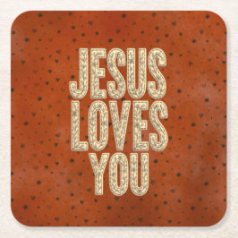 Jesus Loves You Rustic Christian Encouragement Rechteckiger Pappuntersetzer