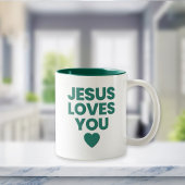 Jesus Loves You Uplifting Christian Gift Zweifarbige Tasse