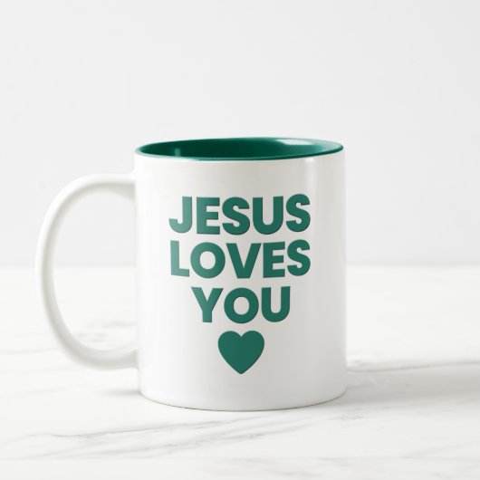 Jesus Loves You Uplifting Christian Gift Zweifarbige Tasse (Links)