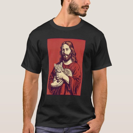 Jesus Loving Cat God Christian Cat Cat Dad Men T-Shirt (Vorderseite)