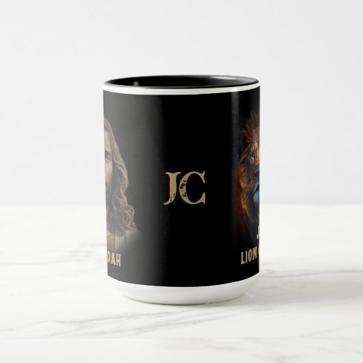 Jesus Löwe von Juda Custom Monogram Coffee Tasse (Zentrum)