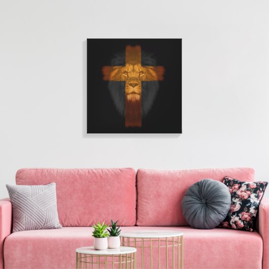 Jesus Löwe von Judah Wrapped Canvas Leinwanddruck (Insitu (Wohnzimmer))