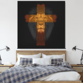 Jesus Löwe von Judah Wrapped Canvas Leinwanddruck (Insitu (Schlafzimmer))