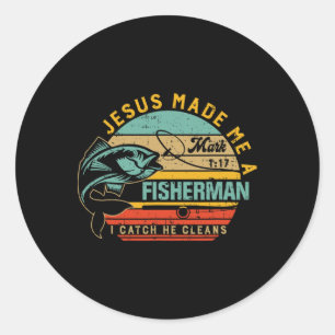Jesus machte mich zu einem Fisher des Menschen Chr Runder Aufkleber