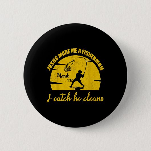 Jesus machte mich zum Fischermann christliches Ang Button (Vorderseite)