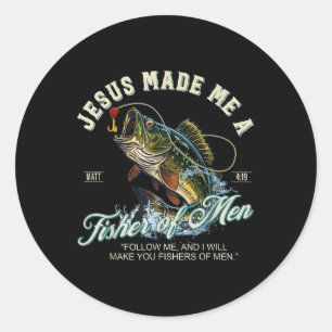 Jesus machte mich zum Fischermann, der Männer fisc Runder Aufkleber