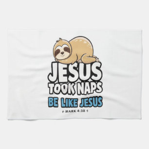 Jesus machte Nickerchen, lustige Faultier Geschirrtuch