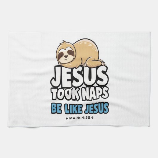 Jesus machte Nickerchen, lustige Faultier Geschirrtuch (Horizontal)