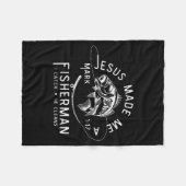 Jesus Made Me A Fisherman Funny Fishing Fleecedecke (Vorderseite (Horizontal))