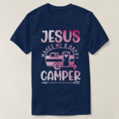 Jesus Makes Me A Happy Camper Christian Campfire P T-Shirt (Design vorne)
