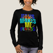 “Jesus Makes Me Fearless – Faith Over Fear Christ. Tri-Blend Shirt (Vorderseite)