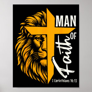 Jesus Mann des Glaubens Löwe Kreuz 1. Korinther 16 Poster