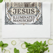Jesus-Manuskript Jesus Christlicher Glaube Vintage Geschirrtuch (Gefaltet)