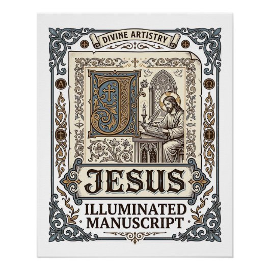 Jesus-Manuskript Jesus Christlicher Glaube Vintage Poster (Vorderseite)