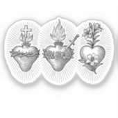 Jesus Mary and Joseph Hearts Vinyl Decal Sticker (Vorderseite)