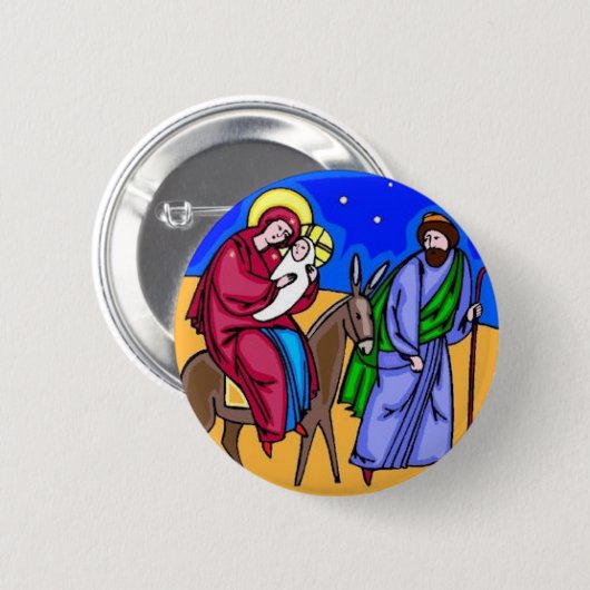 Jesus Mary Joseph Nativity-Retro Button (Vorne & Hinten)
