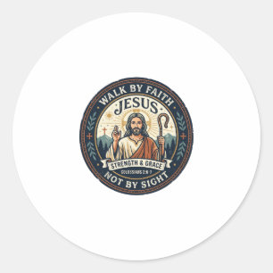 Jesus Matcha Cafe Trend Shirt Christliches Grafik_ Runder Aufkleber